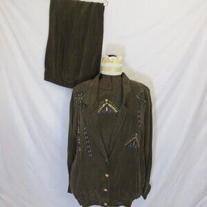 St. Germain 3-piece dark olive pantsuit  L